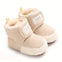 Beige Wool Booties, Ankle High Solid Color Warm Infant Walking Boots, Soft Comfortable Fabric Lined Indoor Outdoor Warm Shoes SH7170C